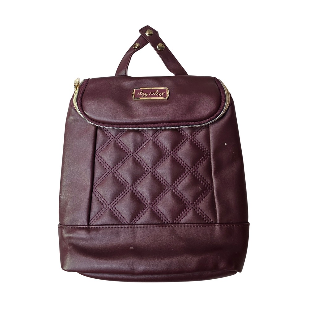 Itzy Ritzy Chill Like a Boss Insulated Bottle Bag Burgundy Quilted Vegan S3